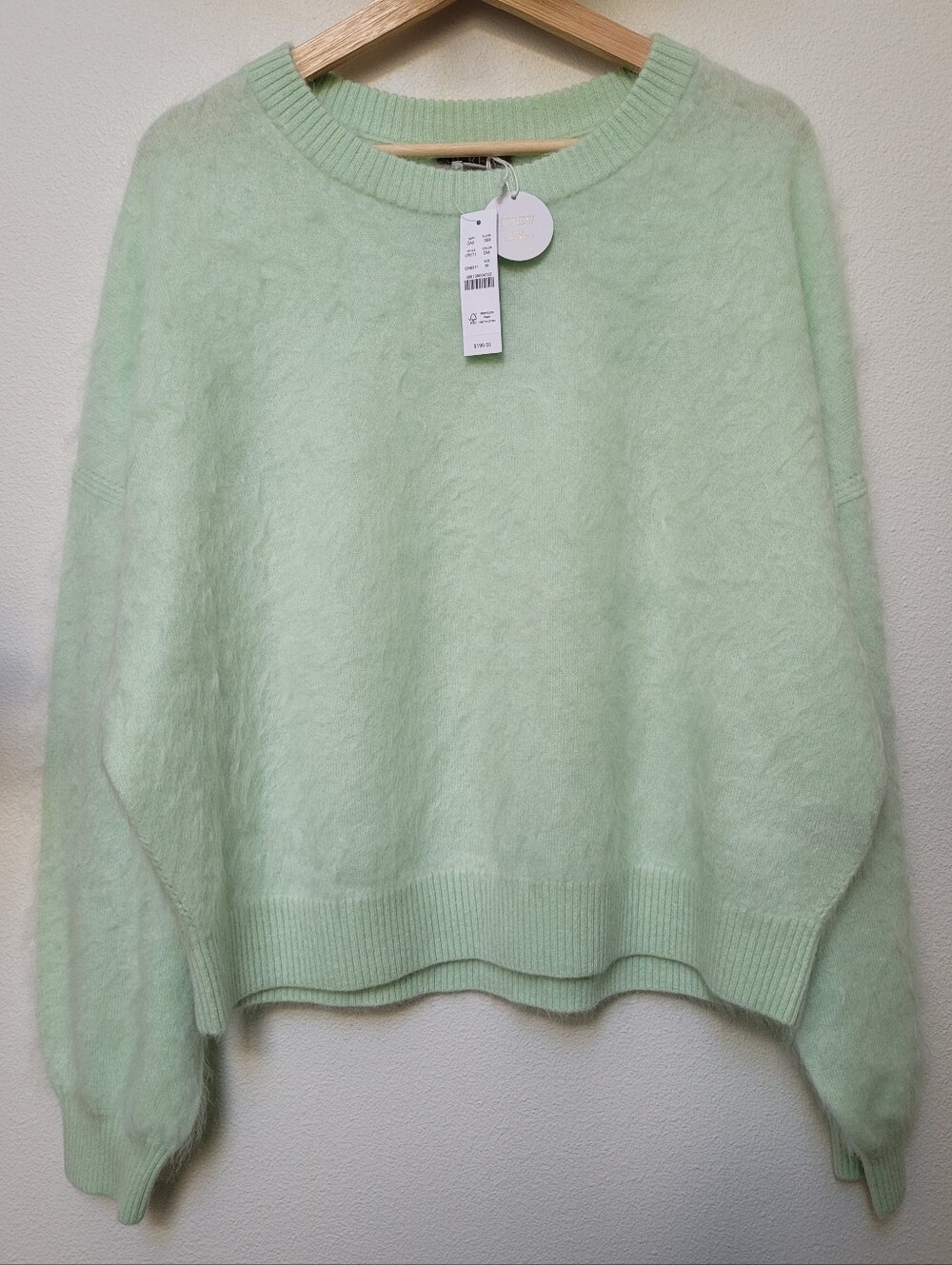 J. Crew 100% Brushed Cashmere Blouson-sleeve Sweater In Sheer Mint
